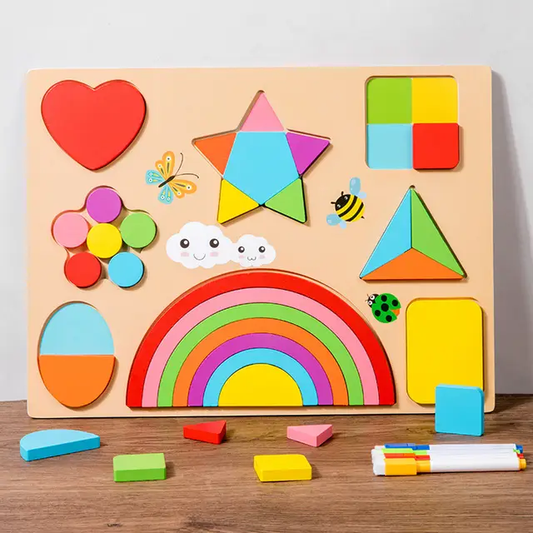 Premium Kids Fun Wooden shapes and white board