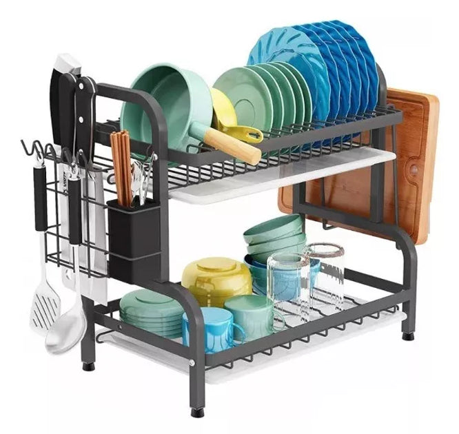 Multifunctional Double Layer Dish Plate Bowl Holder Drying Rack