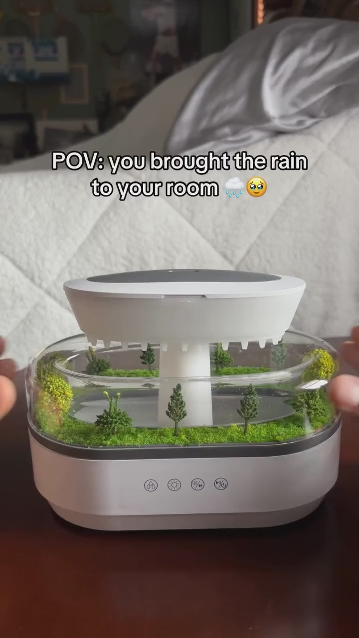 Raindrop Aroma Humidifier – LED Light, White Noise & Essential Oil Diffuser