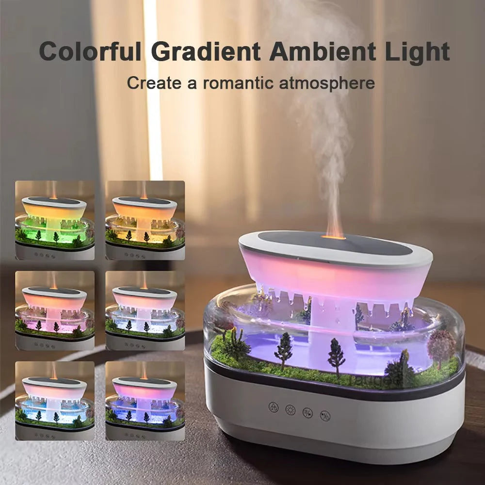Raindrop Aroma Humidifier – LED Light, White Noise & Essential Oil Diffuser