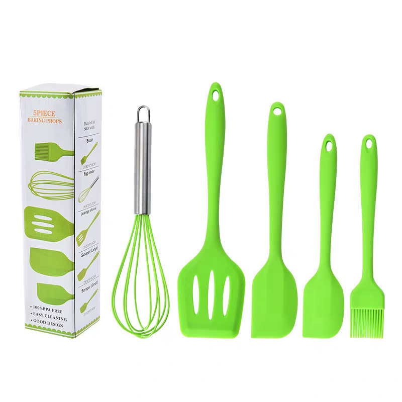 Heat Resistant Cooking Utensil Set (Spatula, Brush, Mixer, Spoonula)