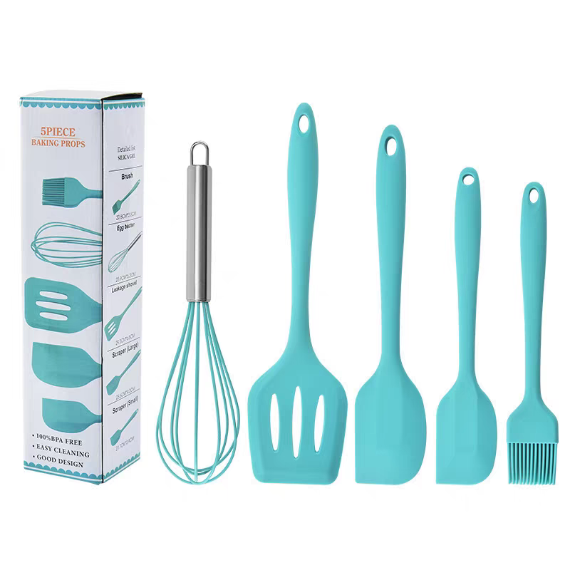 Heat Resistant Cooking Utensil Set (Spatula, Brush, Mixer, Spoonula)