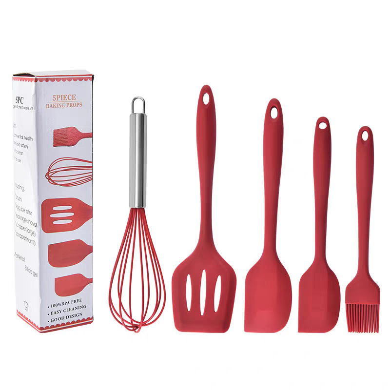 Heat Resistant Cooking Utensil Set (Spatula, Brush, Mixer, Spoonula)