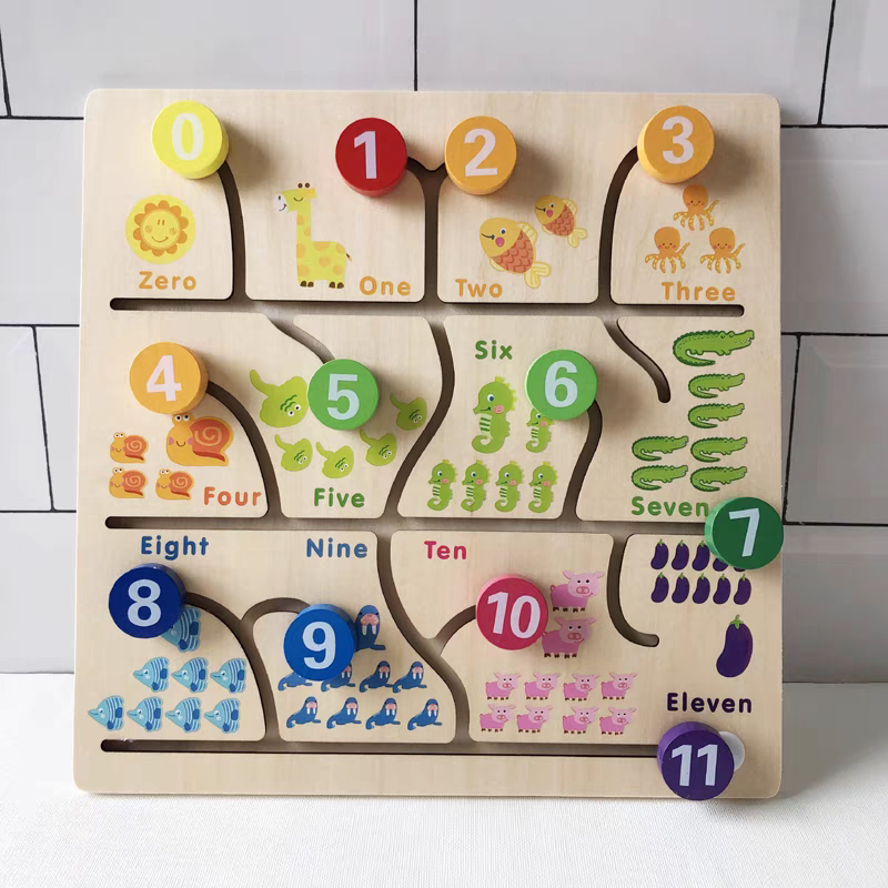 Wooden Making Maze montessori kids learning Fruits, Animals, Counting, Vegetables, Wild animals