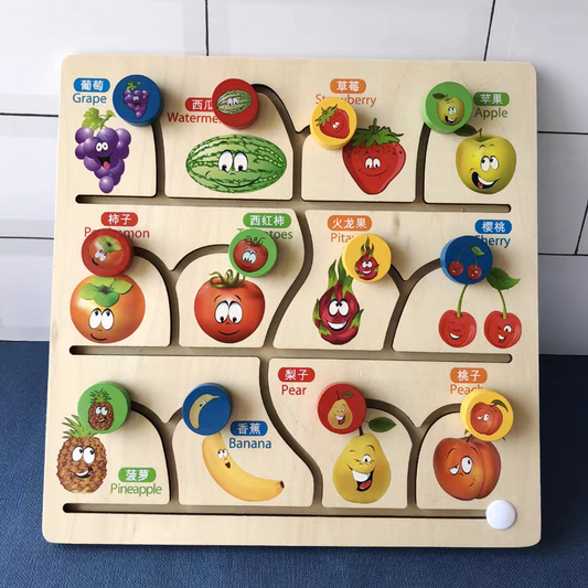 Wooden Making Maze montessori kids learning Fruits, Animals, Counting, Vegetables, Wild animals