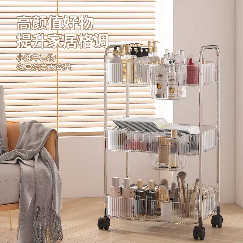 Transparent 3-Tier Wicker Market Basket Display Stand