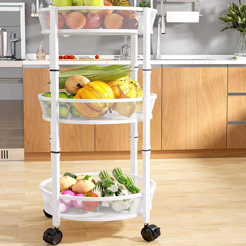 3 Tiers Wicker Basket Fruit Vegetable Bakery Goods Display  Kitchen Organizer